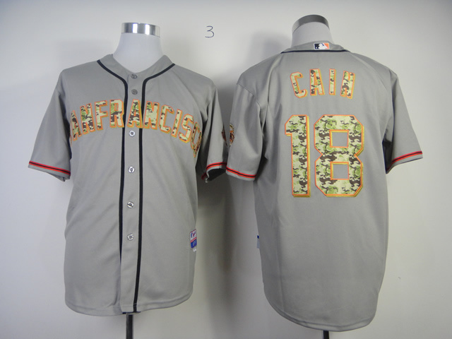 Men San Francisco Giants #18 Cain Grey Camo MLB Jerseys